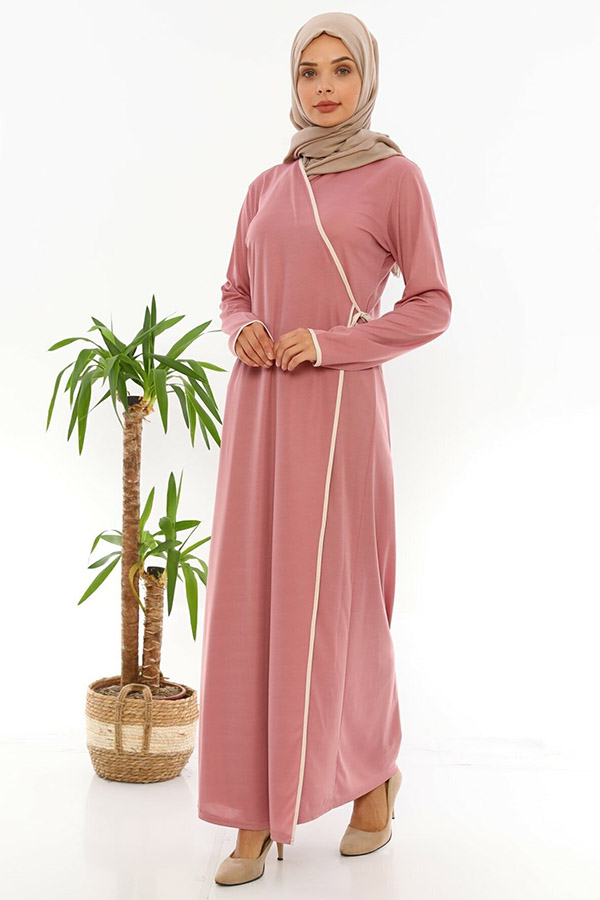 Yandan Bağlamalı Namaz Elbisesi - Pudra Yandan Bağlamalı Namaz Elbisesi - Pudra