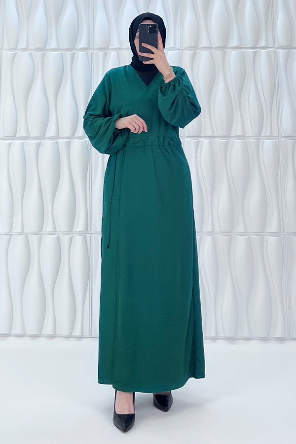 Bağlamalı Namaz Elbisesi - Zümrüt Yeşili