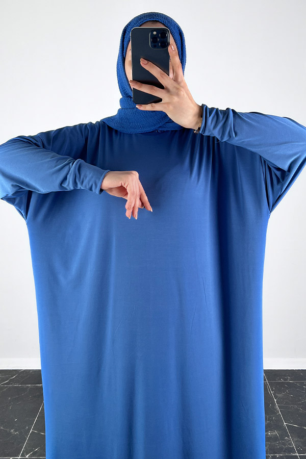 Yarasa Kol Elbise - İndigo