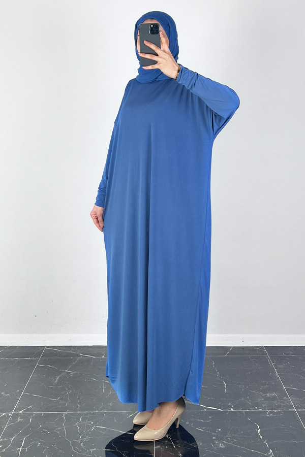 Yarasa Kol Elbise - İndigo