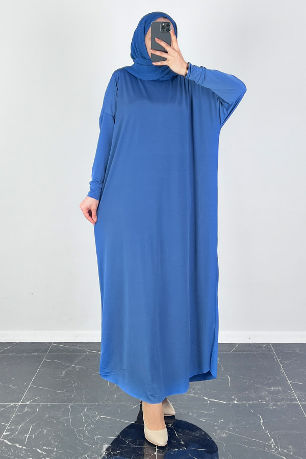 Yarasa Kol Elbise - İndigo