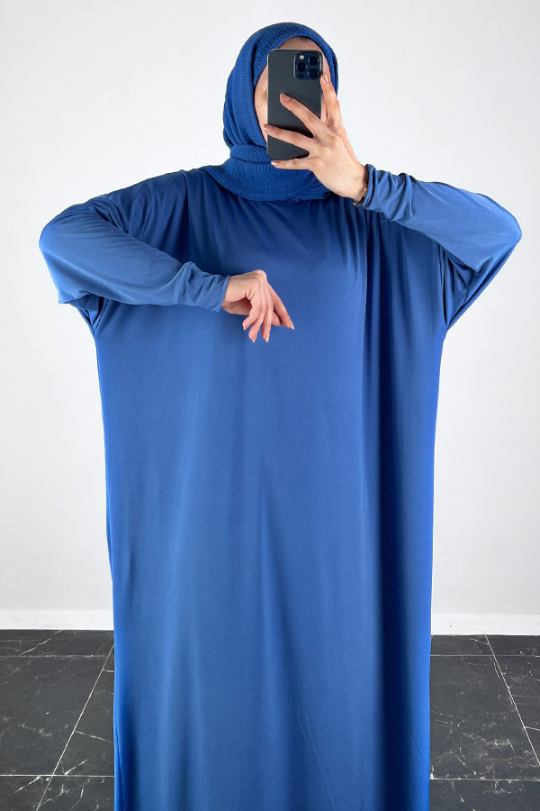 Yarasa Kol Elbise - İndigo