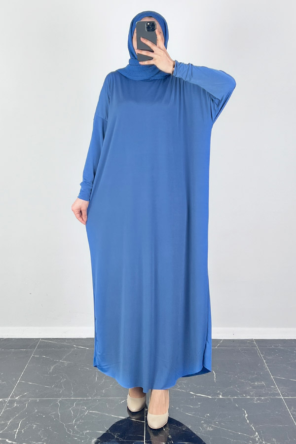 Yarasa Kol Elbise - İndigo