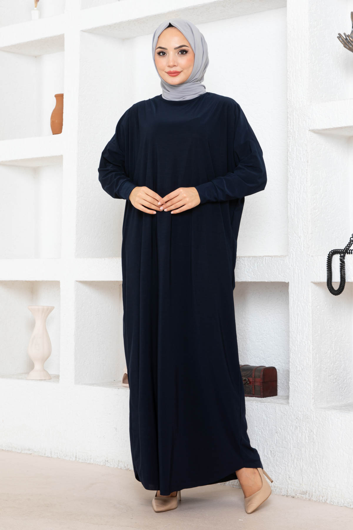 Yarasa Kol Elbise - Lacivert Yarasa Kol Elbise - Lacivert