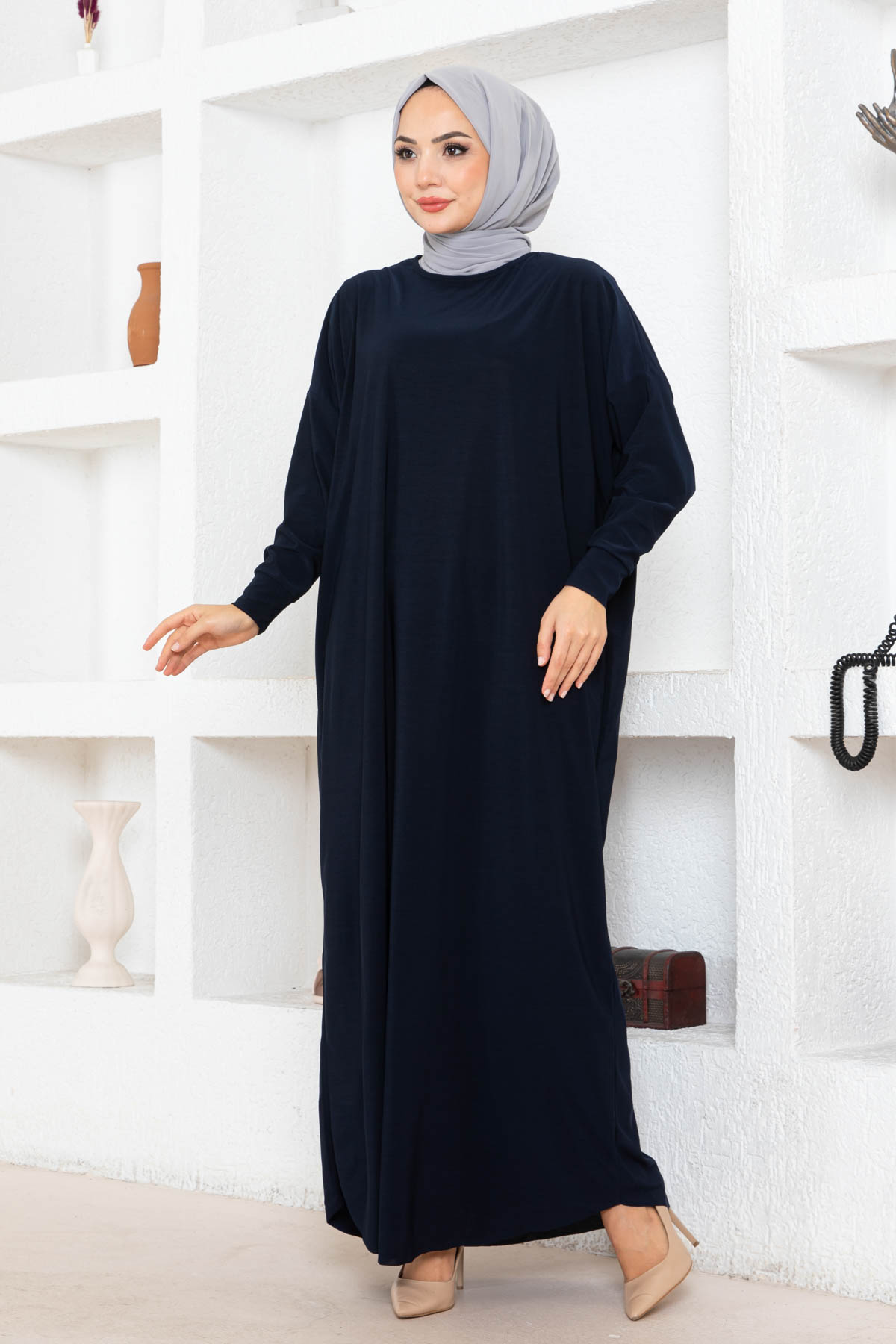 Yarasa Kol Elbise - Lacivert Yarasa Kol Elbise - Lacivert