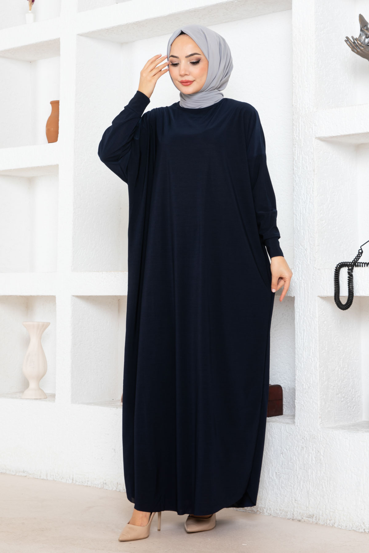 Yarasa Kol Elbise - Lacivert Yarasa Kol Elbise - Lacivert