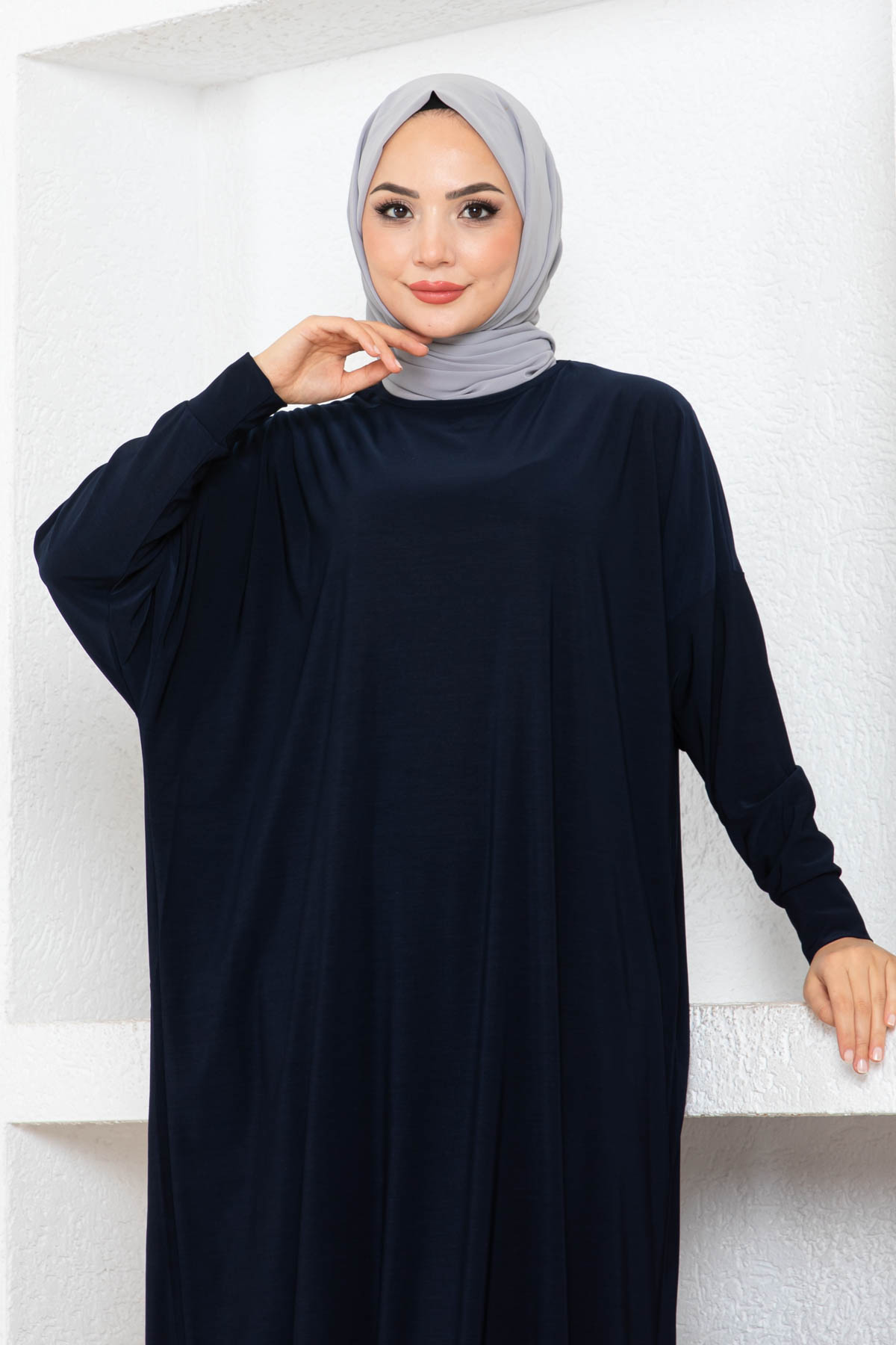 Yarasa Kol Elbise - Lacivert Yarasa Kol Elbise - Lacivert