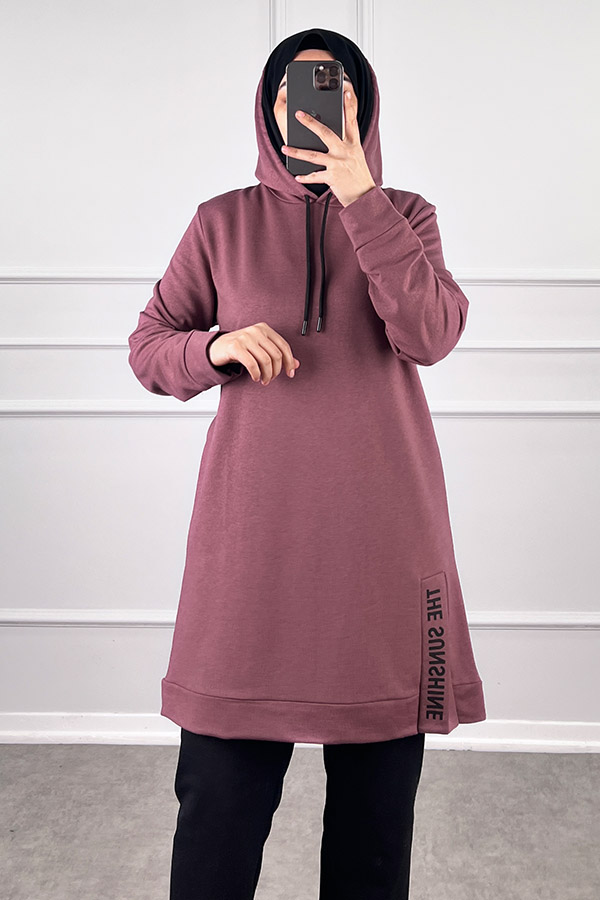 Yırtmaç Detaylı İkili Takım - Gül Kurusu