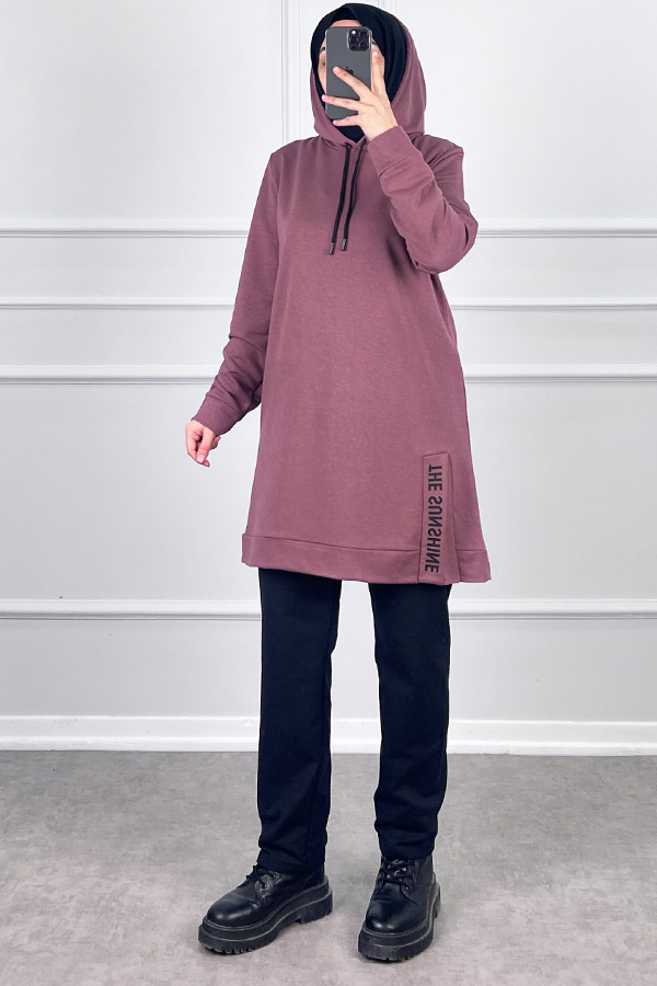 Yırtmaç Detaylı İkili Takım - Gül Kurusu