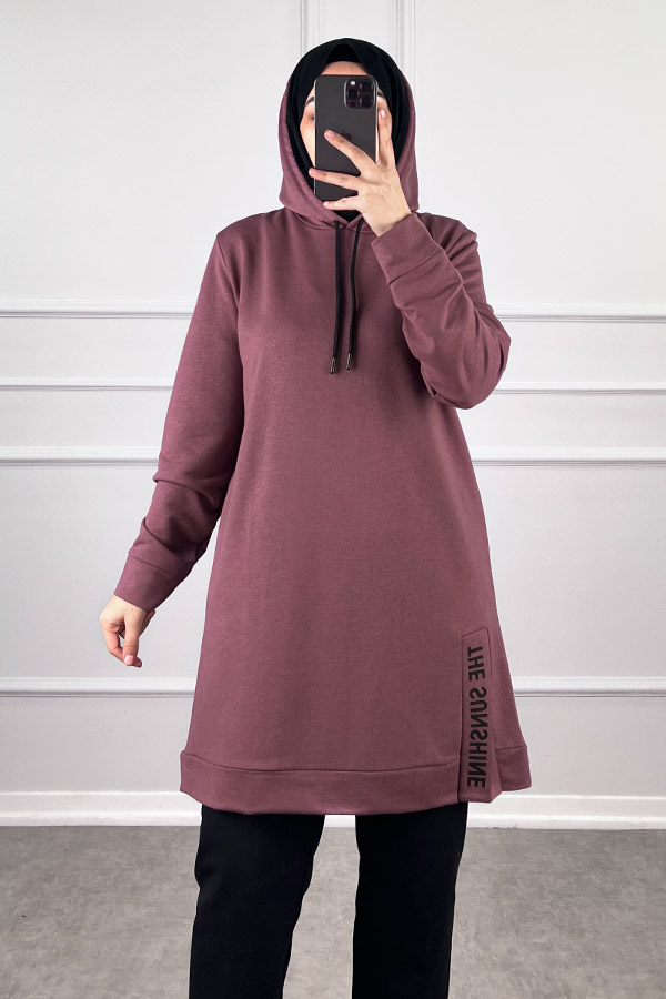 Yırtmaç Detaylı İkili Takım - Gül Kurusu