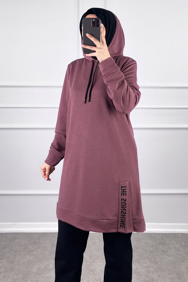 Yırtmaç Detaylı İkili Takım - Gül Kurusu