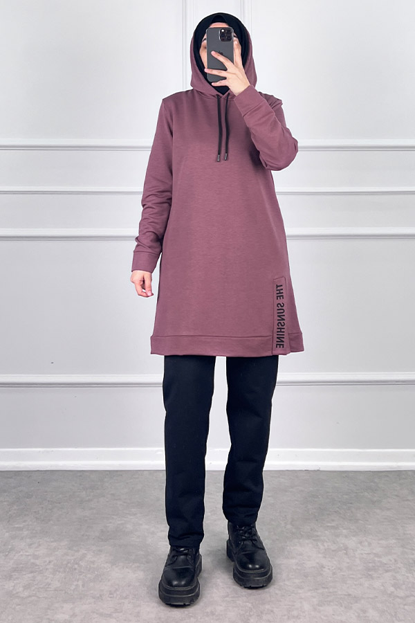 Yırtmaç Detaylı İkili Takım - Gül Kurusu