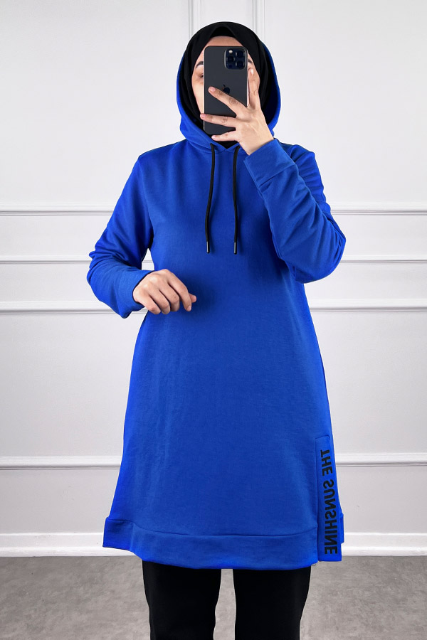 Yırtmaç Detaylı İkili Takım - Mavi