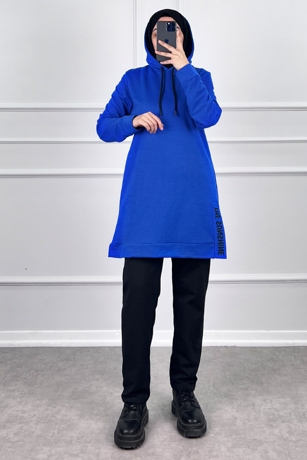 Yırtmaç Detaylı İkili Takım - Mavi