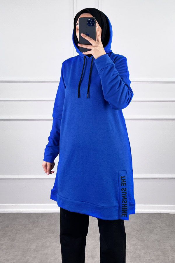 Yırtmaç Detaylı İkili Takım - Mavi