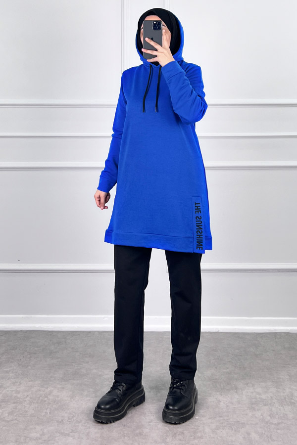 Yırtmaç Detaylı İkili Takım - Mavi