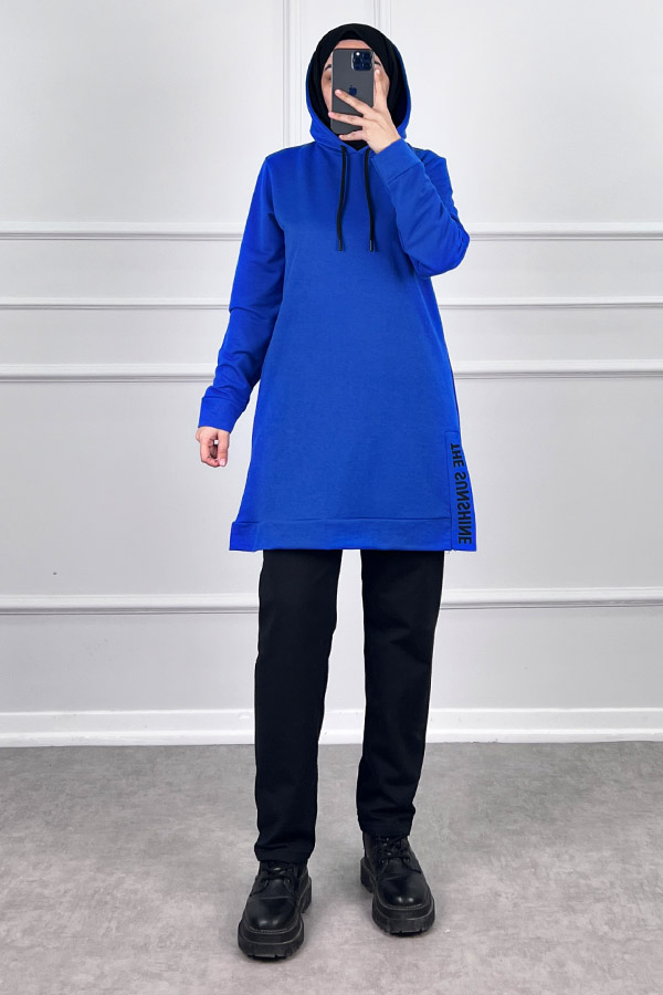 Yırtmaç Detaylı İkili Takım - Mavi