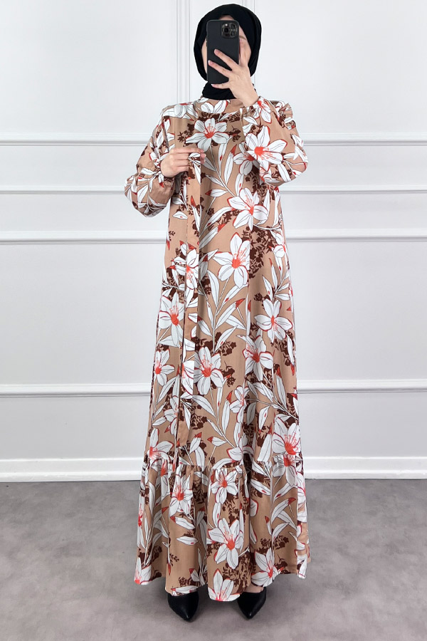 Zambak Elbise - Krem Zambak Elbise - Krem