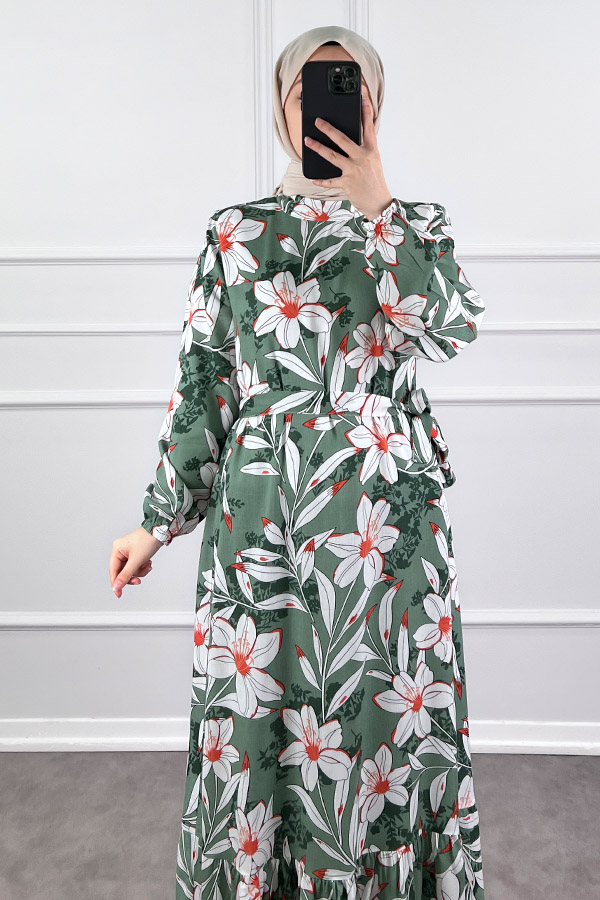 Zambak Elbise - Yeşil