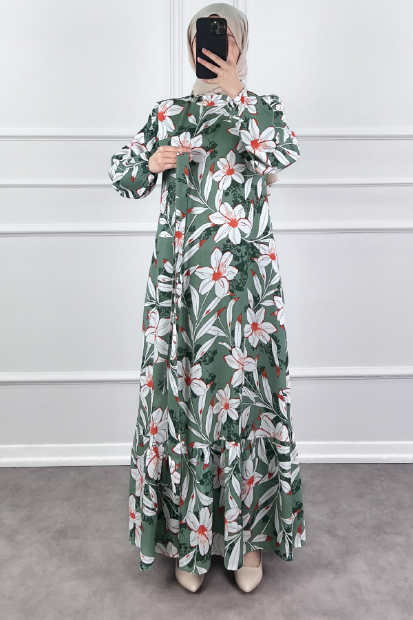 Zambak Elbise - Yeşil