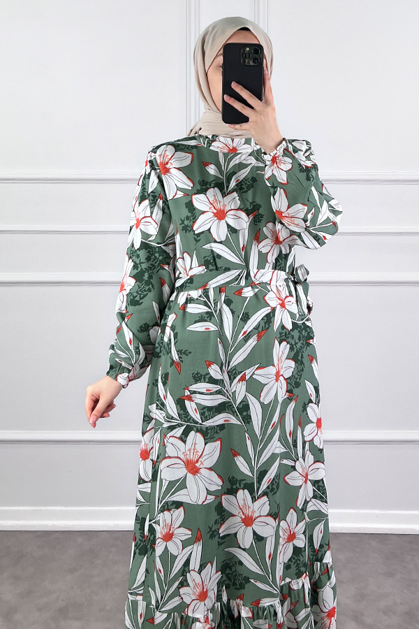 Zambak Elbise - Yeşil