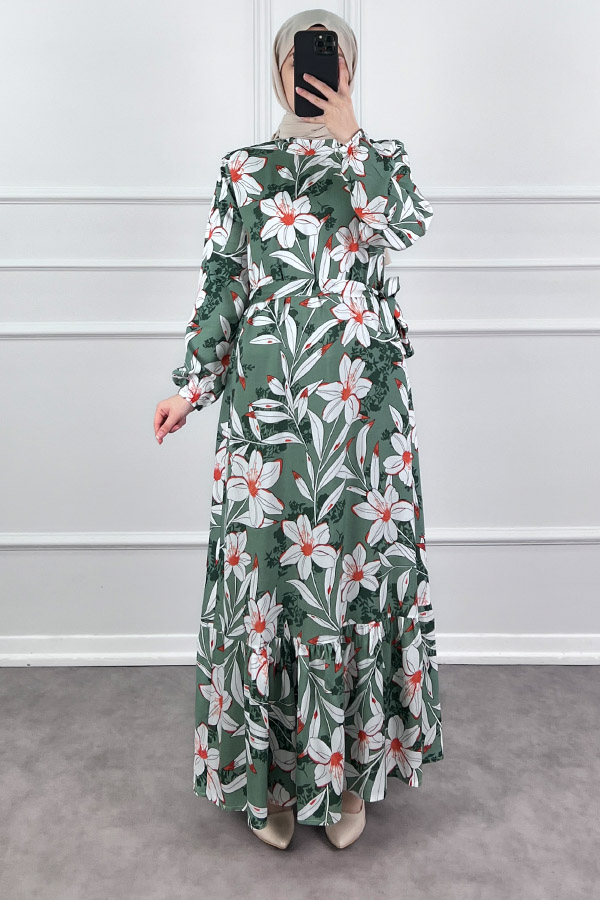 Zambak Elbise - Yeşil