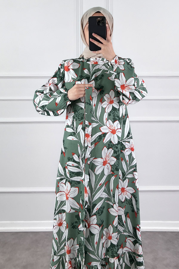 Zambak Elbise - Yeşil