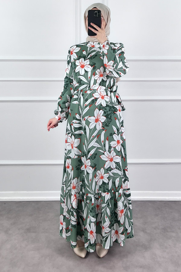 Zambak Elbise - Yeşil