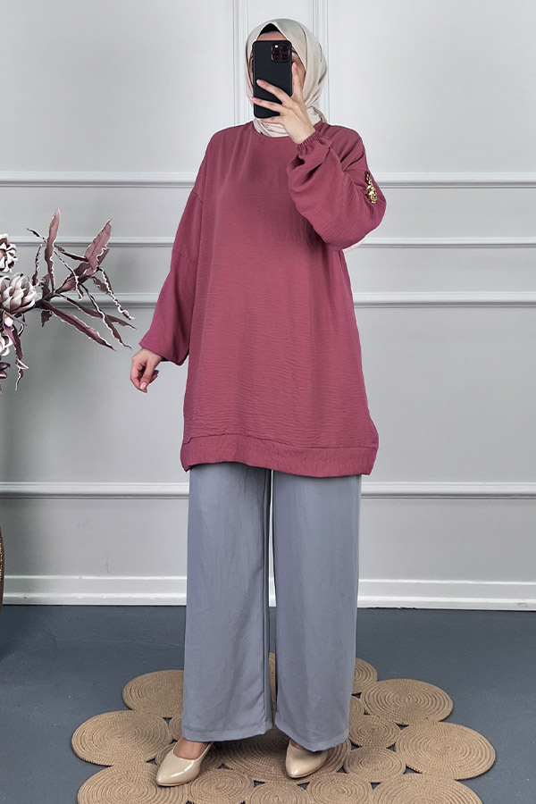 Zincir Detaylı Tunik - Pudra Zincir Detaylı Tunik - Pudra