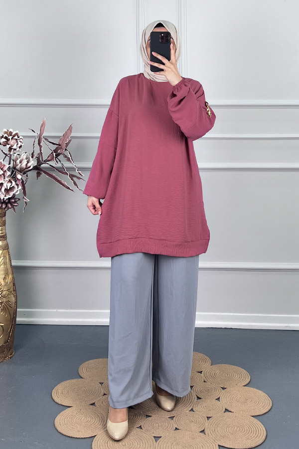 Zincir Detaylı Tunik - Pudra Zincir Detaylı Tunik - Pudra