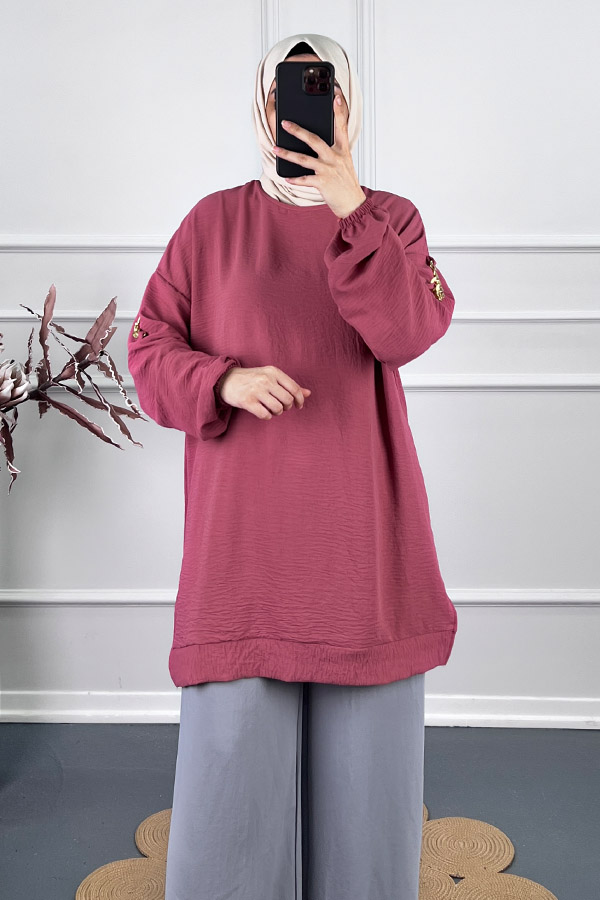 Zincir Detaylı Tunik - Pudra Zincir Detaylı Tunik - Pudra