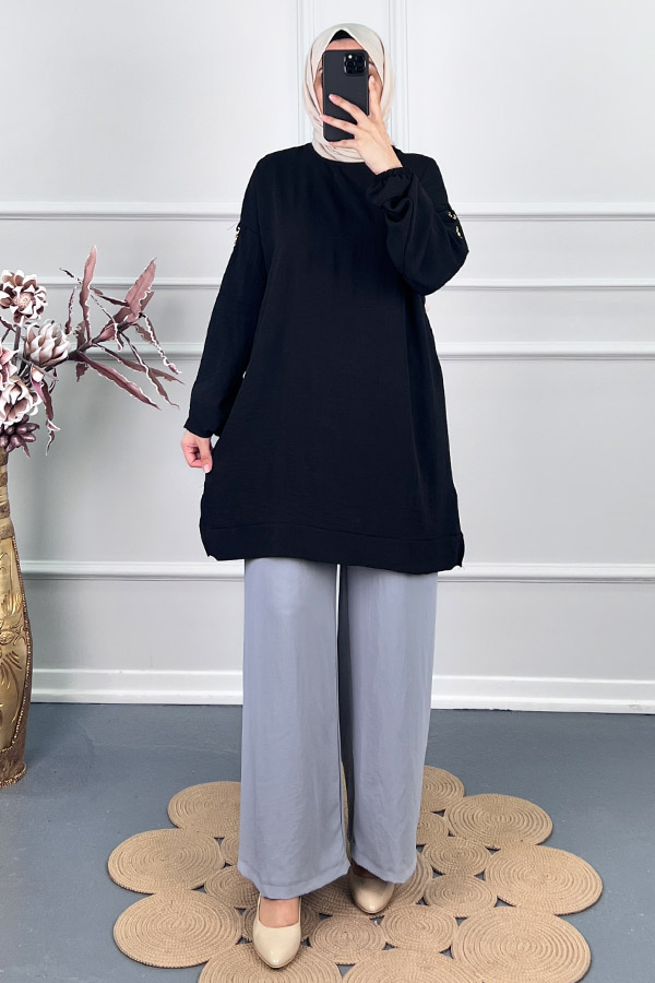 Zincir Detaylı Tunik - Siyah Zincir Detaylı Tunik - Siyah