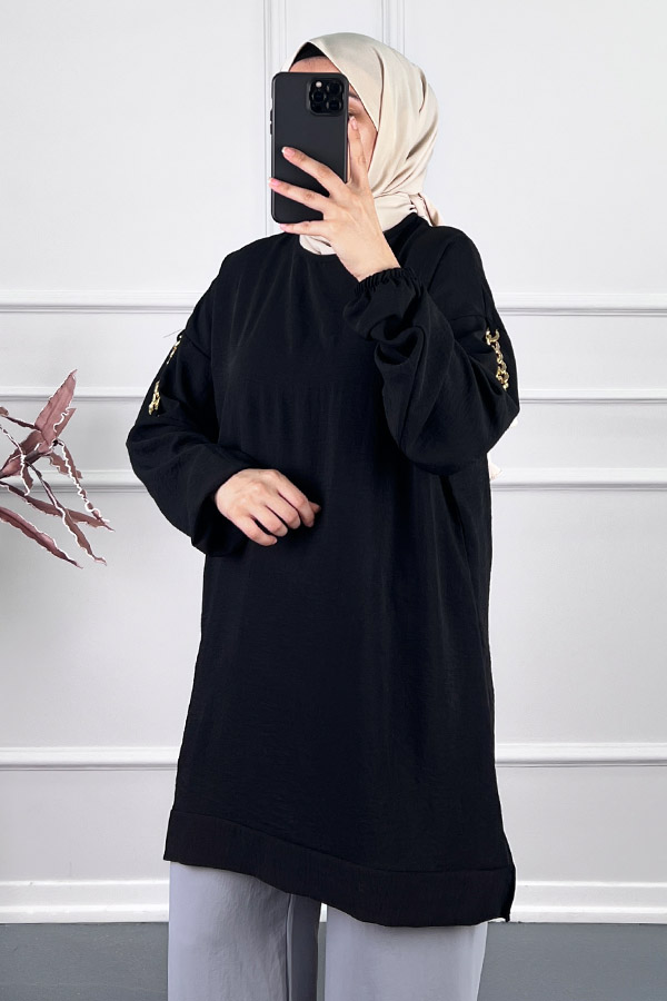 Zincir Detaylı Tunik - Siyah Zincir Detaylı Tunik - Siyah