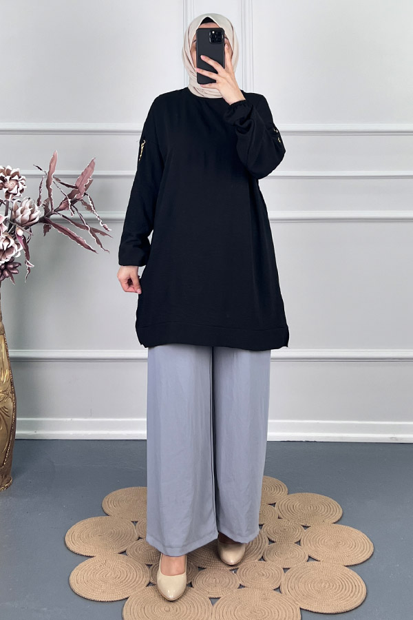 Zincir Detaylı Tunik - Siyah Zincir Detaylı Tunik - Siyah